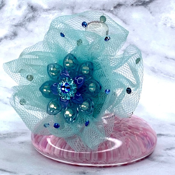 Tarina Tarantino Tahiti Blue Tulle Flower Ring